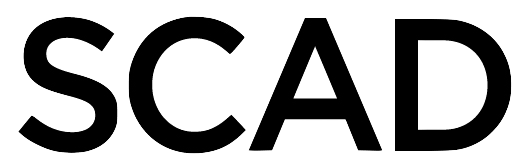 SCAD text logo in bold black letters.