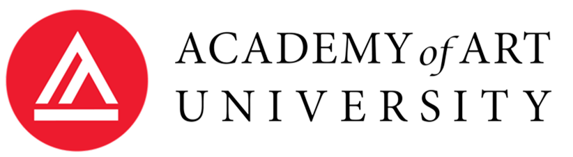 Academy of Art University logo with a white triangular design inside a red circle to the left of the university name in black text.