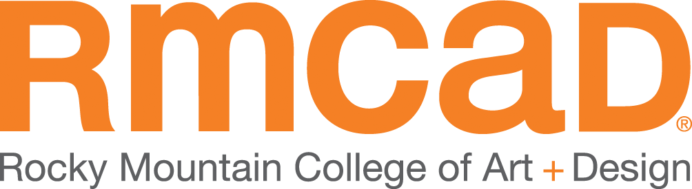 Rocky Mountain College of Art + Design logo with orange RMCAD letters and gray text below.