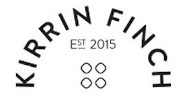 Kirrin Finch logo with EST 2015 and four diamond shapes arranged in a square.