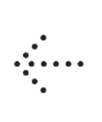 Black dotted arrow pointing to the left on a white background.