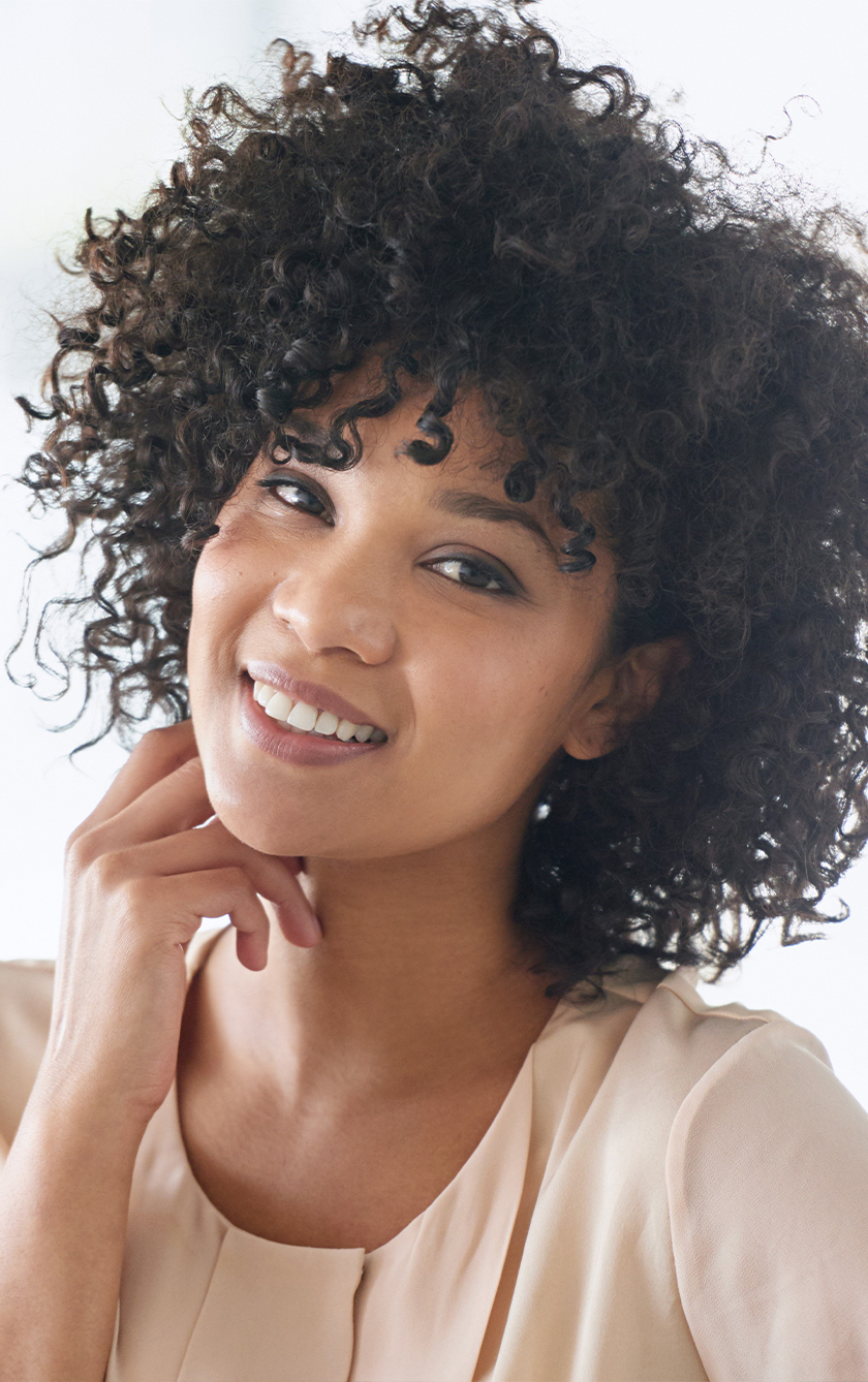 woman with curly hair