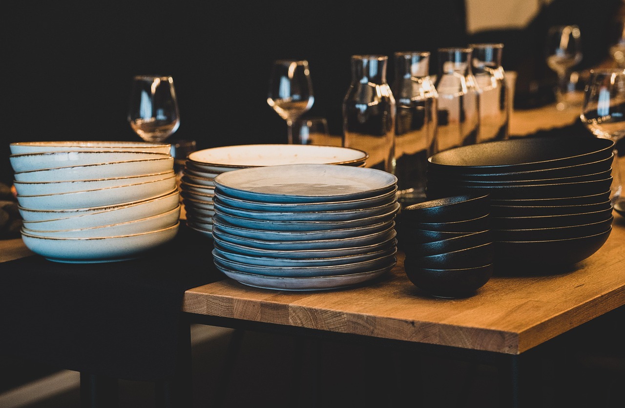 Restaurant tabletop, glassware and serviceware selected for an opening.