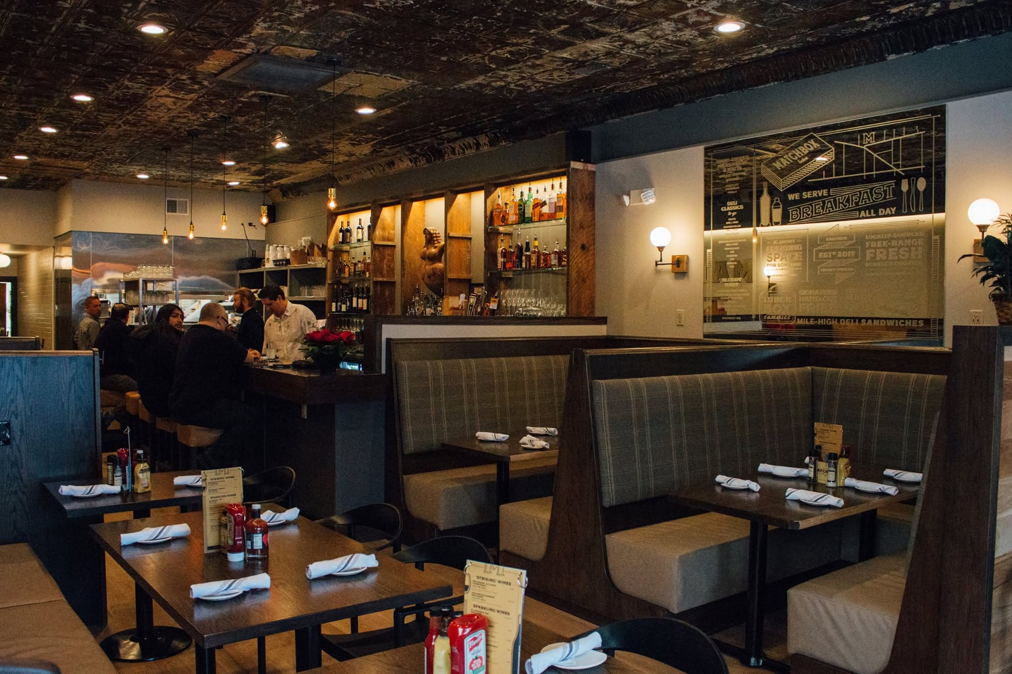 Contemporary neighborhood diner interior and bar