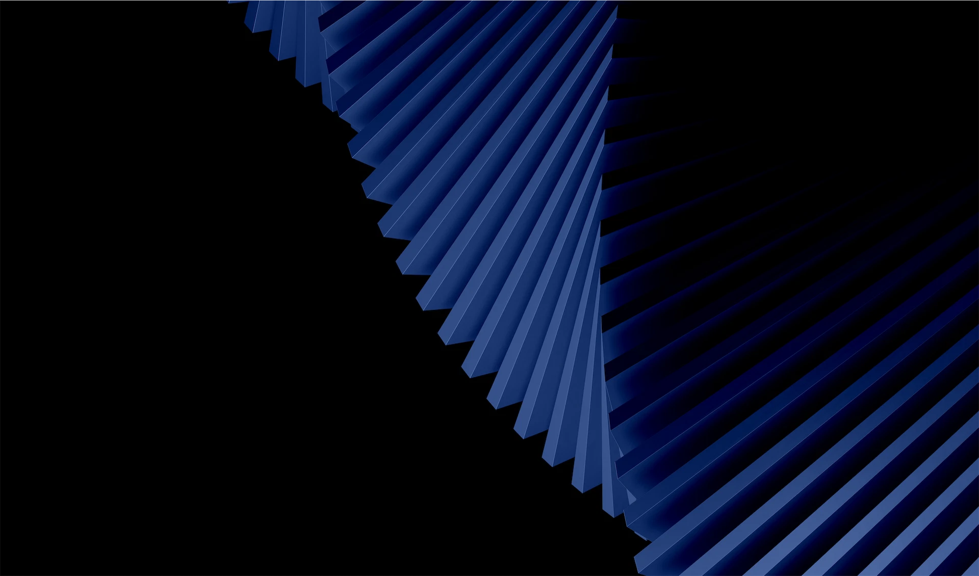 Blå spiralformede trin mod en sort baggrund i moderne abstrakt design.