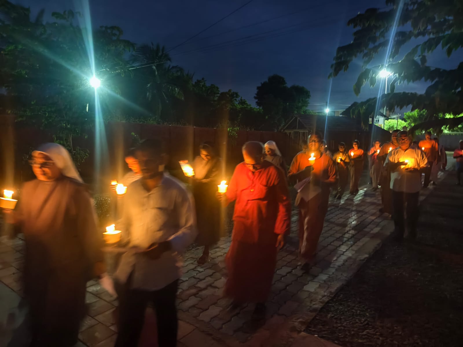 Candlelit procession for world peace at Shantivanam on the International Day of Peace