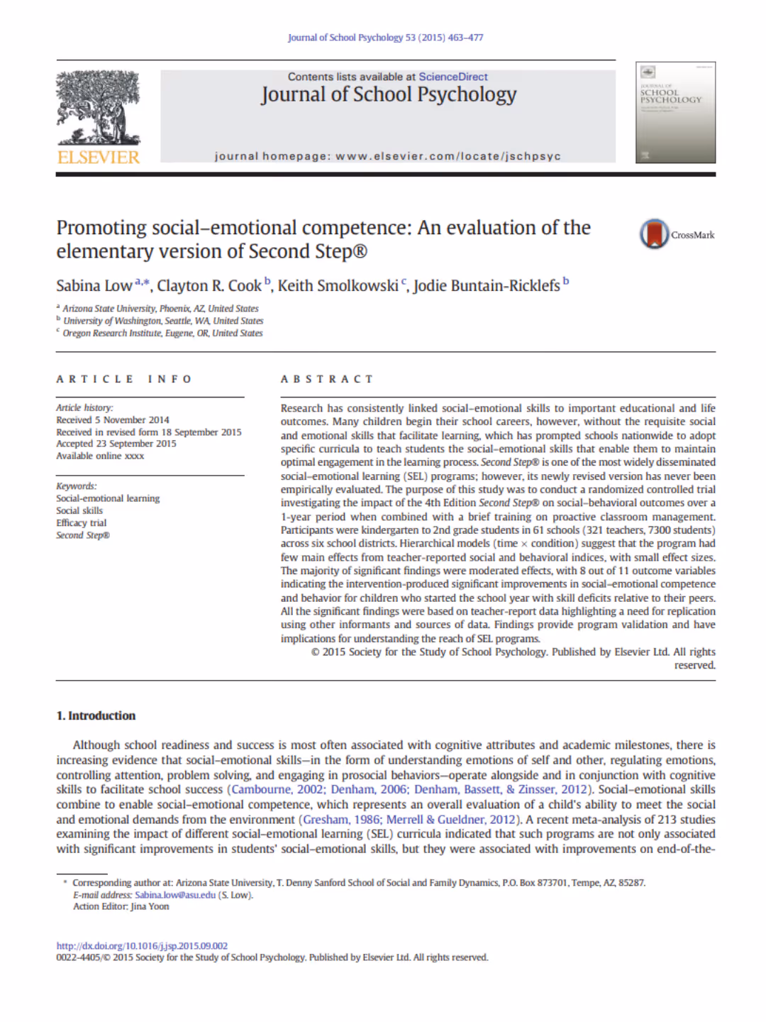 Improvements in Prosocial Skills, Empathy, Conduct Shown with Second Step® Elementary Classroom Kits
