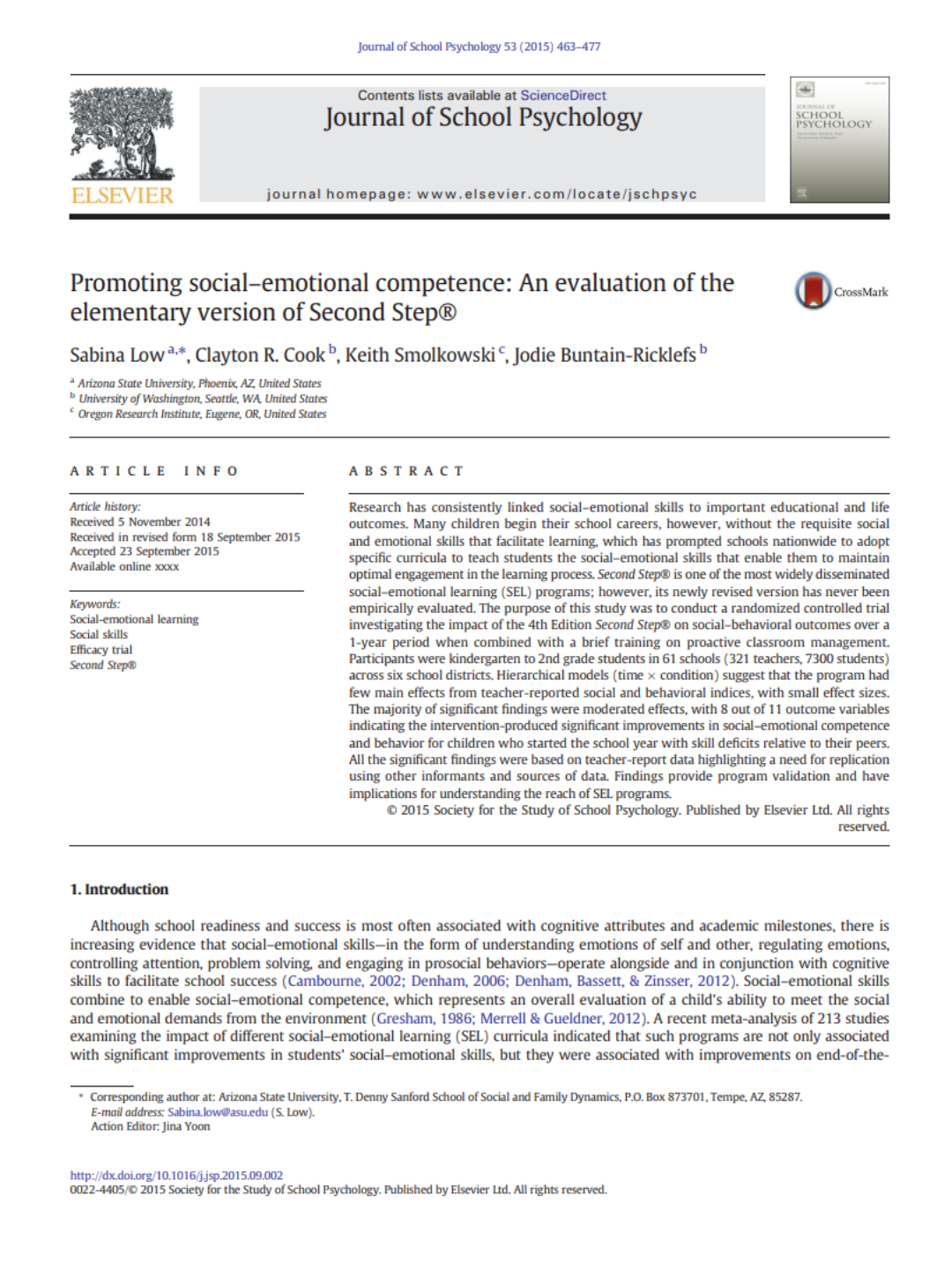 Improvements in Prosocial Skills, Empathy, Conduct Shown with Second Step® Elementary Classroom Kits