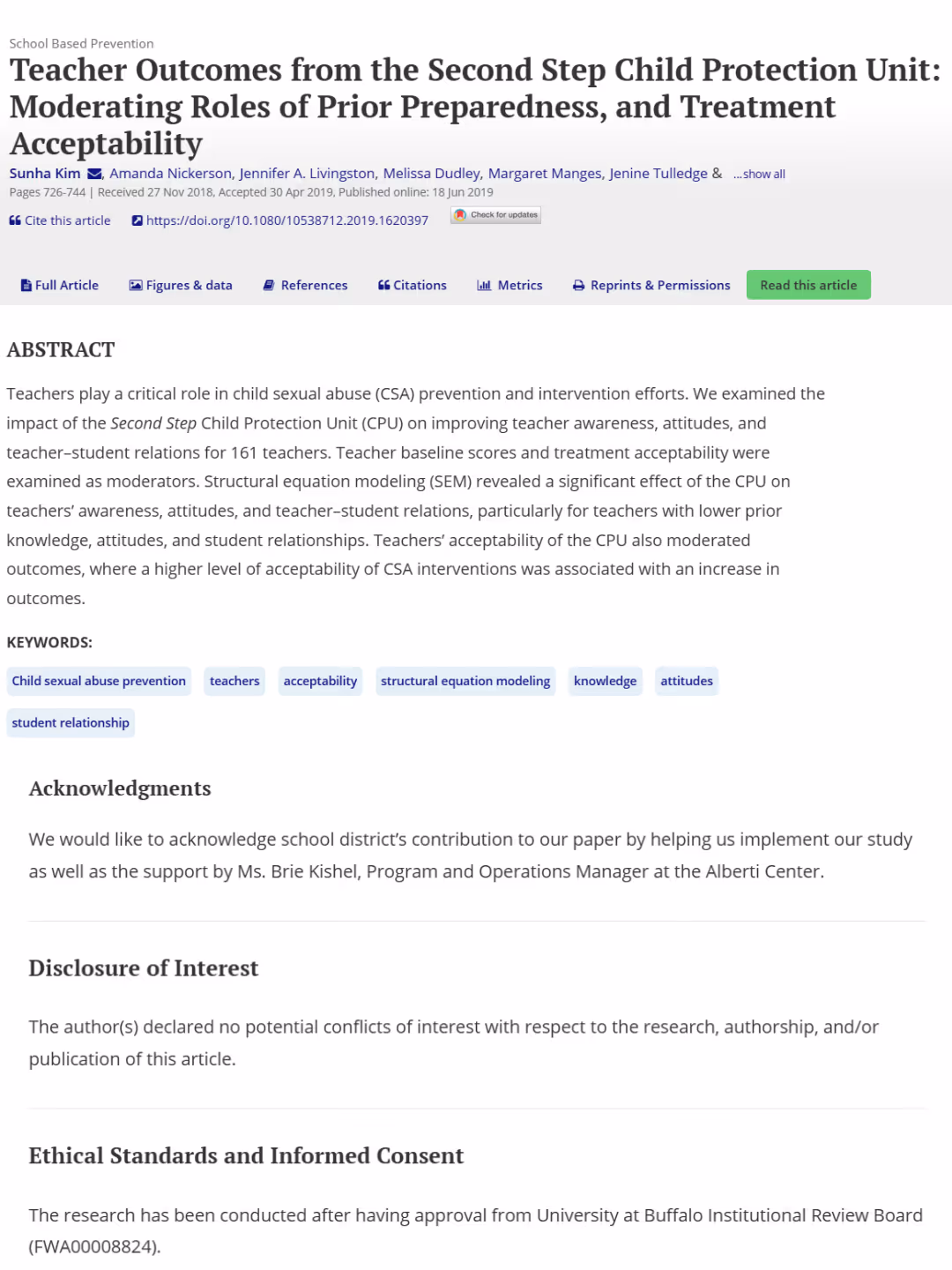 Teaching the Second Step® Child Protection Unit Increases Educators’ Knowledge About Child Sexual Abuse Prevention