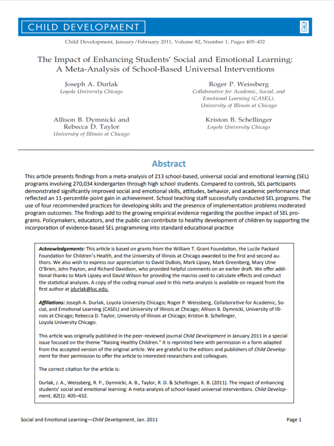 Schoolwide Gains in Human Skills Development