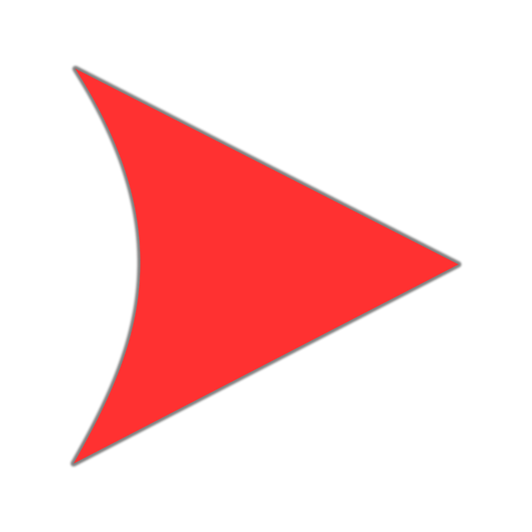 Red triangular play button pointing right on a black circular background.