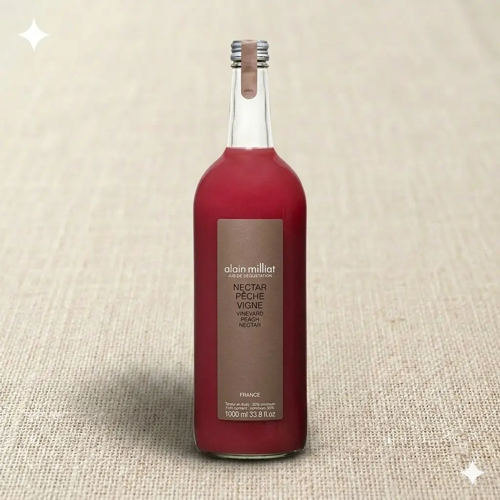 Jus de pêche Alain Milliat 1 litre — nectar artisanal petit-déjeuner entreprise Paris