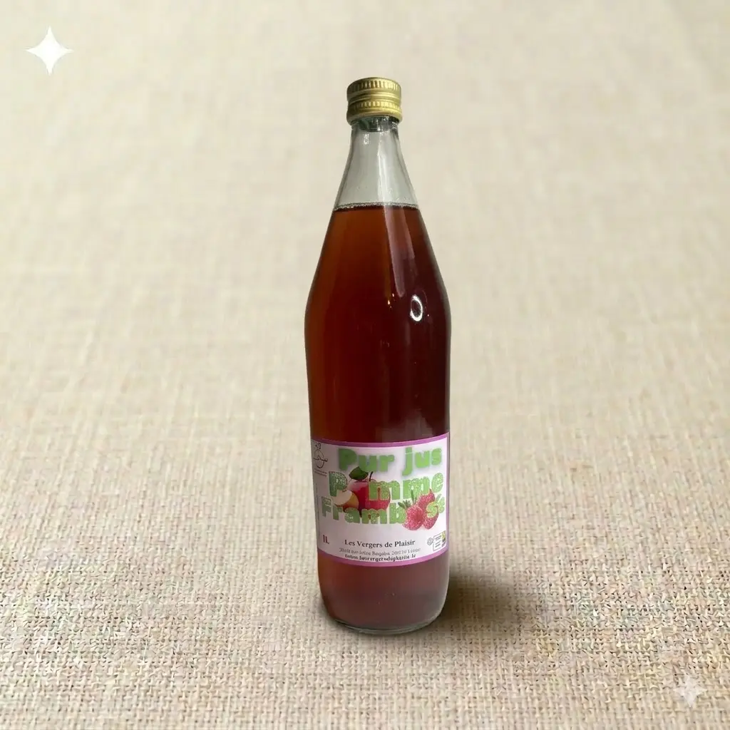 Jus de pomme-framboise 1 litre — boisson artisanale verger francilien entreprise