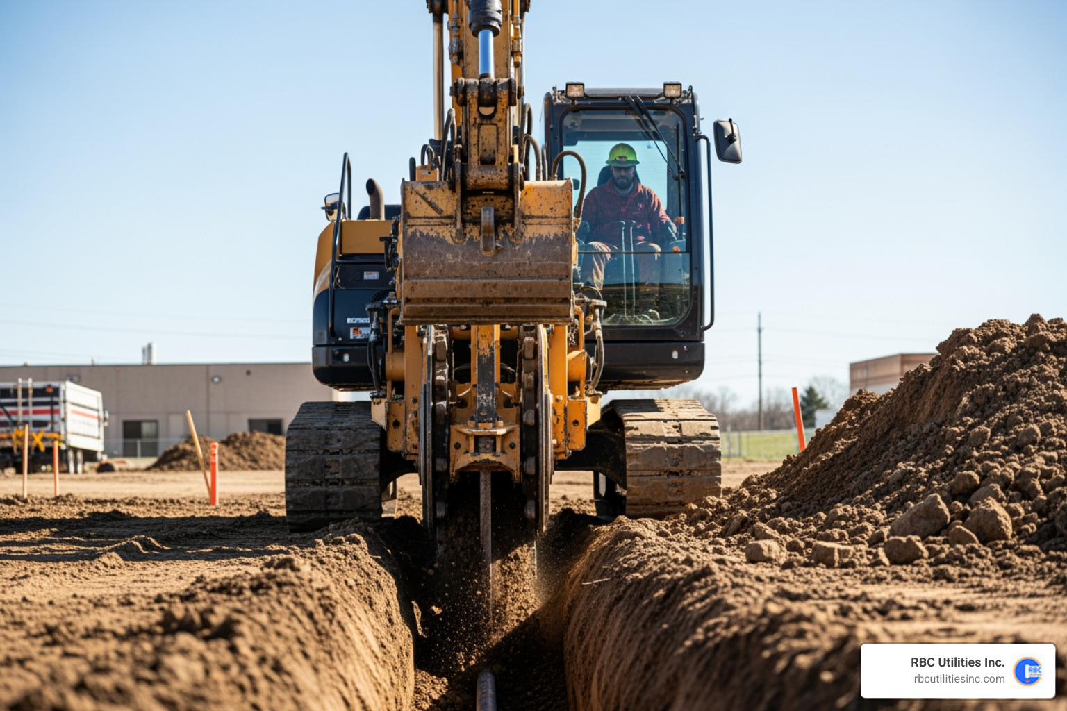 trenching machine in operation - underground power cable installation
