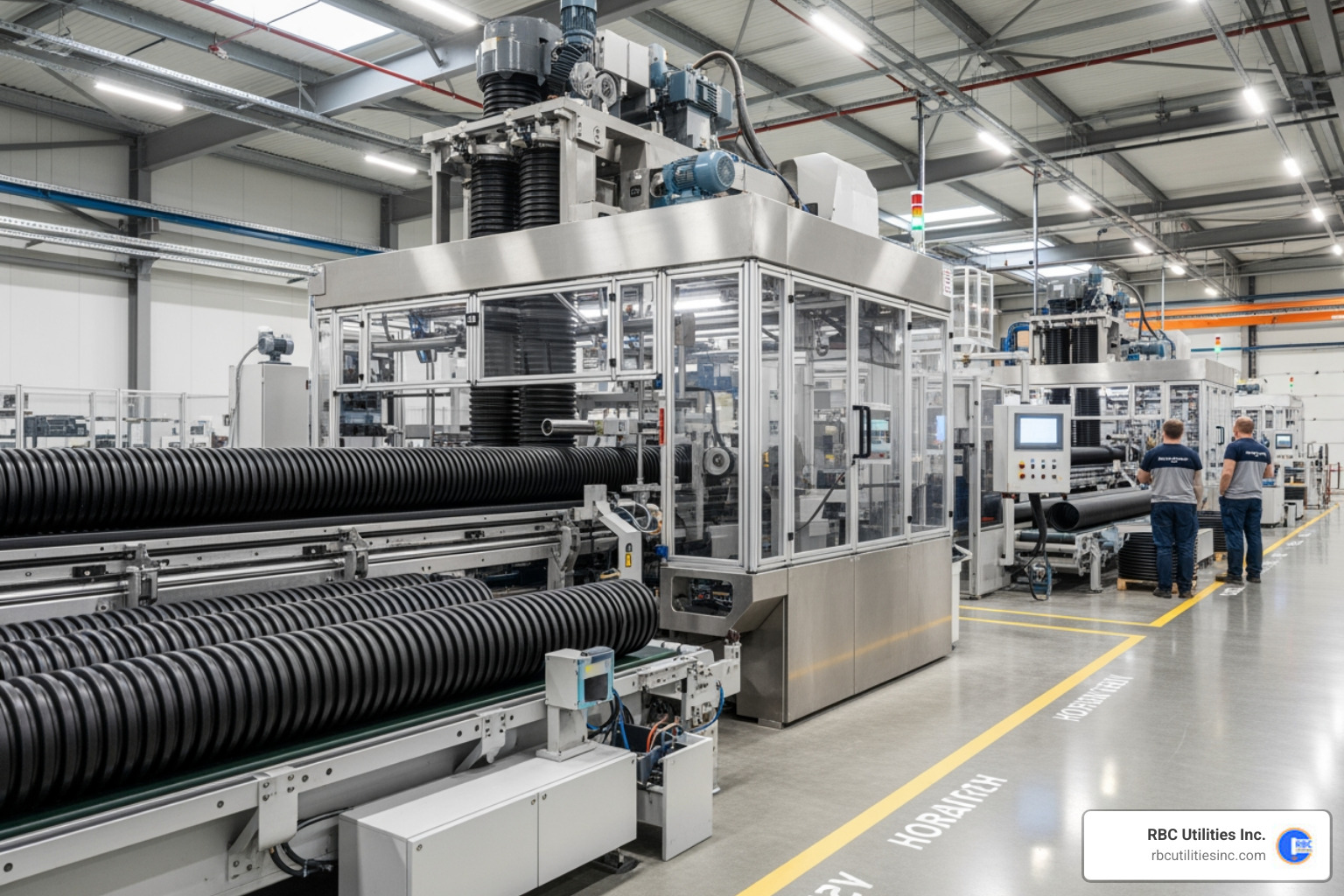 Modern ADS manufacturing facility producing sustainable drainage pipes - advanced drainage systems jobs Modern ADS manufacturing facility producing sustainable drainage pipes - advanced drainage systems jobs