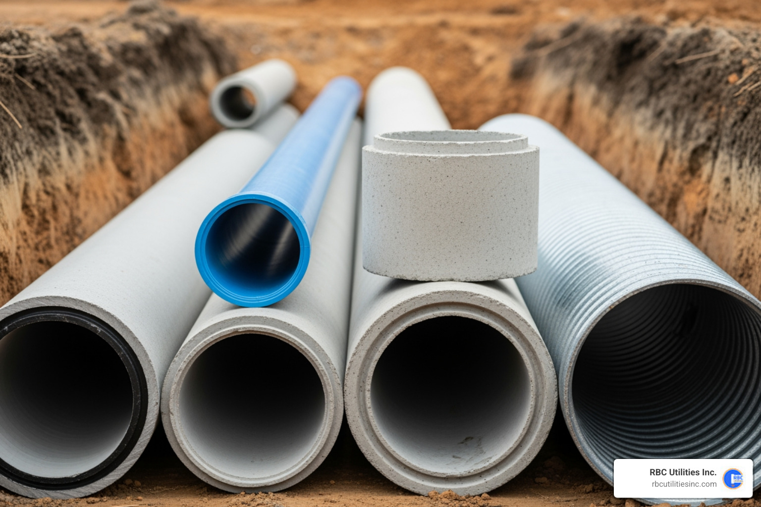 Various pipe materials used in NC underground utility projects - underground utility installation NC Various pipe materials used in NC underground utility projects - underground utility installation NC