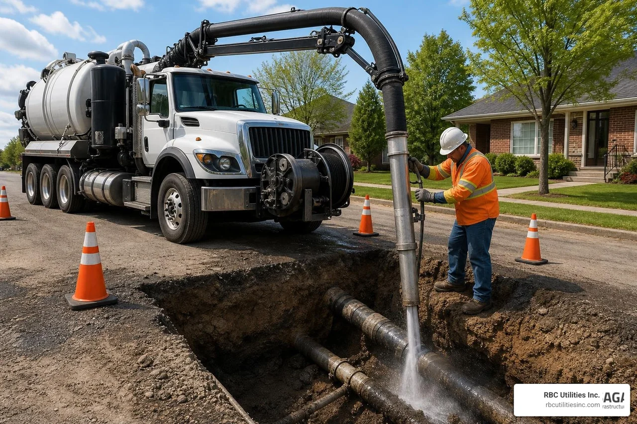 hydrovac excavation truck cleaning underground utility lines hydrovac excavation truck cleaning underground utility lines