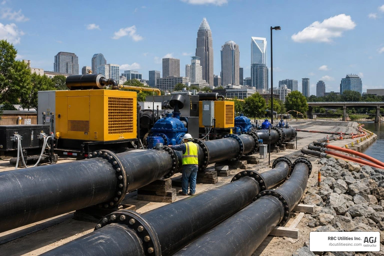 large-diameter bypass pumping setup in Charlotte