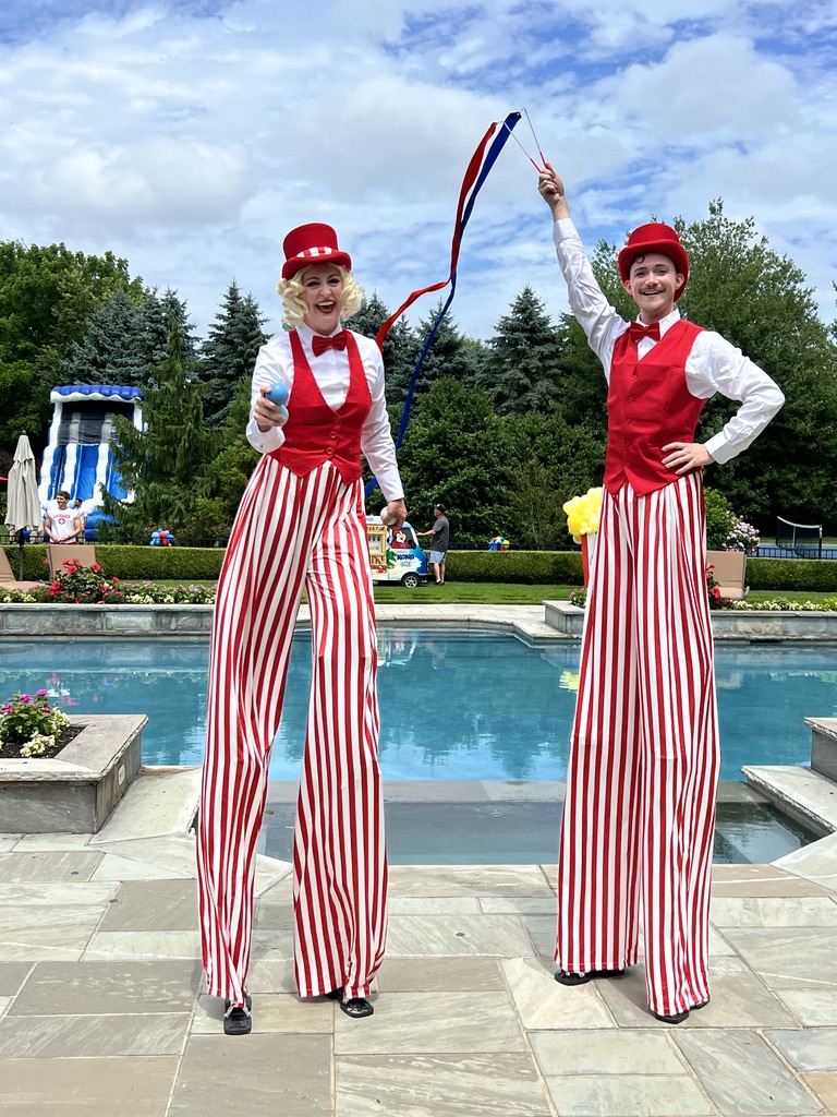 Stilt walker in custom themed costume at an event