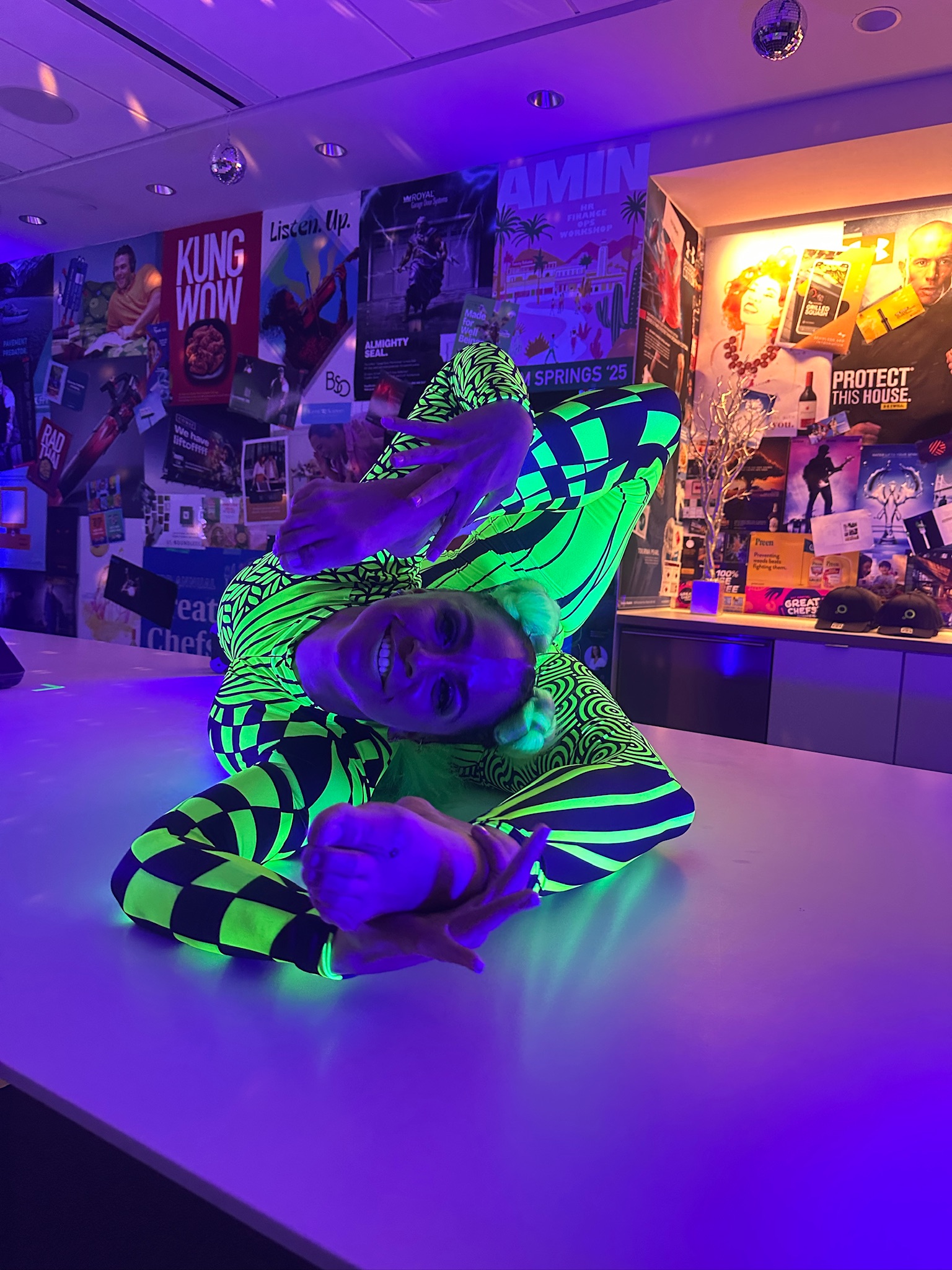 Contortion artist performing for guests at a DC corporate event