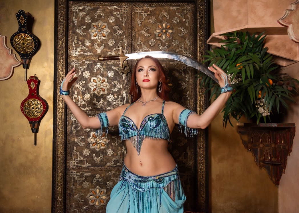 Belly dancer performing with veil at a Baltimore wedding