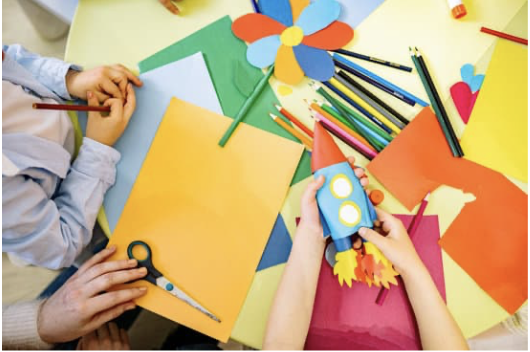 Craft station with themed supplies at an event