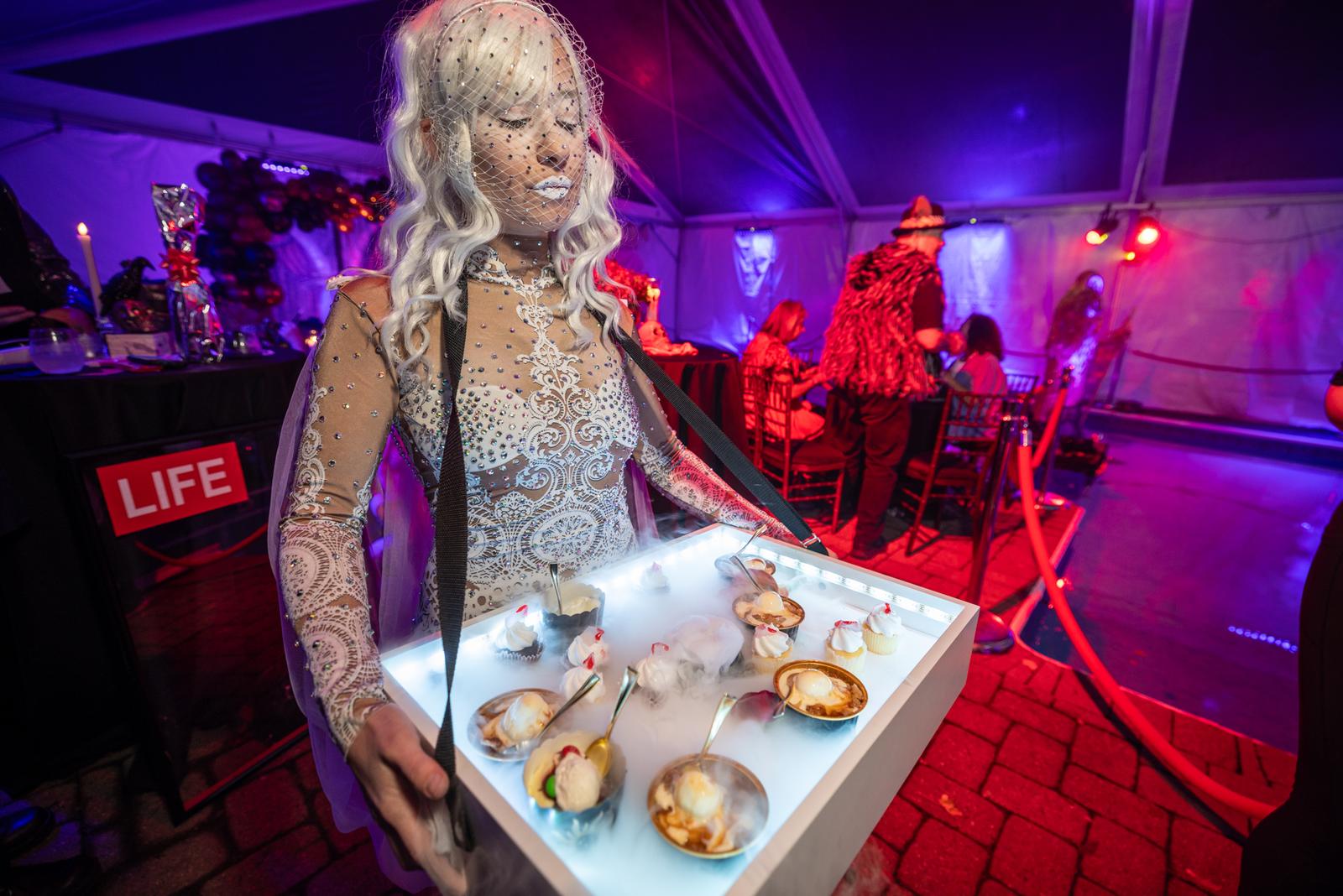 Smoking cocktail tray at a Washington DC gala