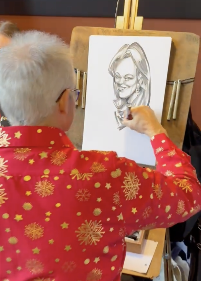 Personalized caricature portrait keepsake at a Baltimore birthday