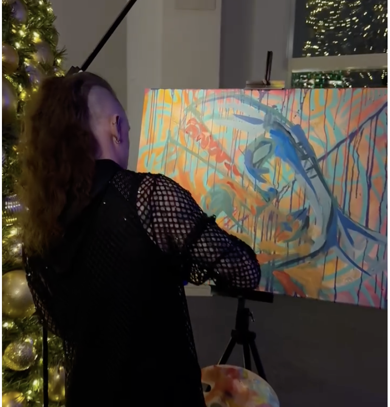 Live painter creating artwork at a Washington DC wedding