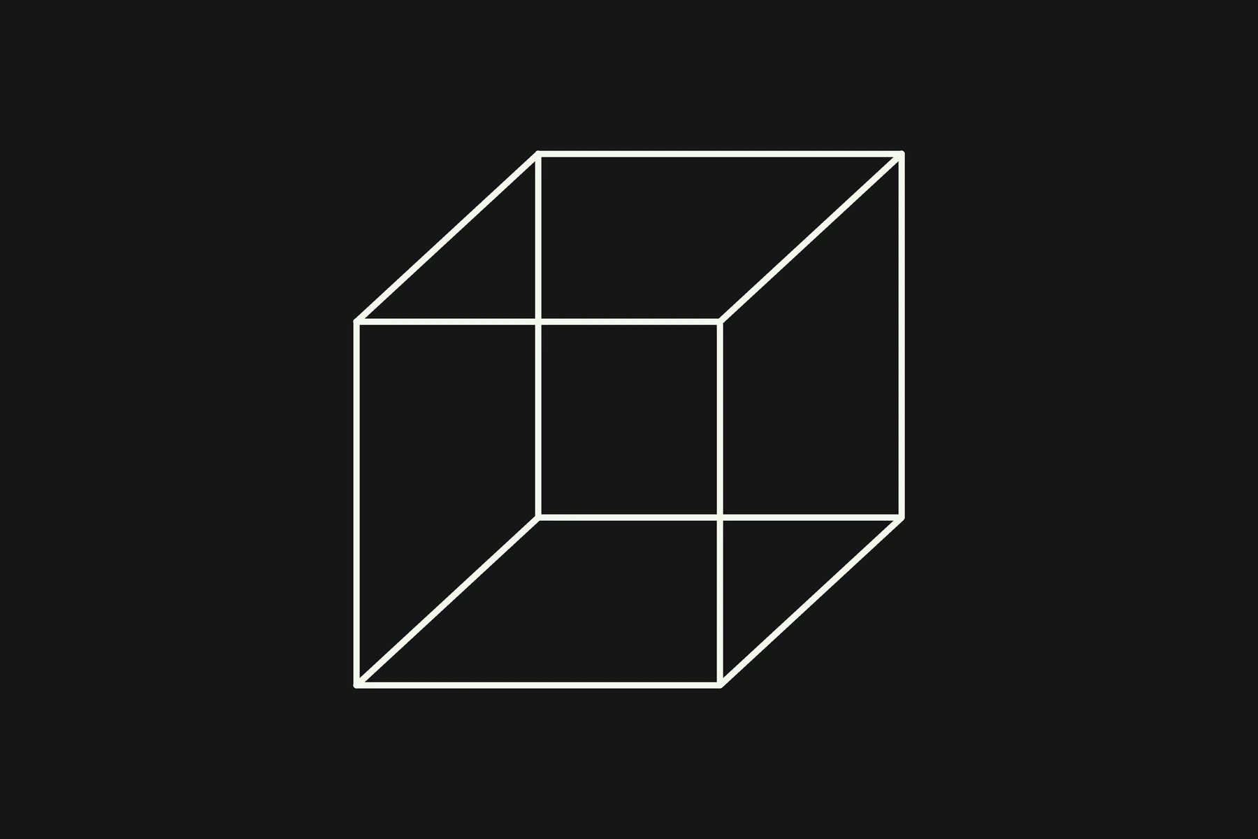 Necker cube: a wireframe cube drawn with all twelve edges visible, so either square can be seen as the front face.