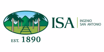 Logo de ISA Ingenio San Antonio con árbol y montaña estilizados, y texto EST. 1890.