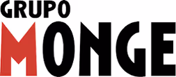 Logotipo de Grupo Monge con la letra M en rojo y el resto en negro.