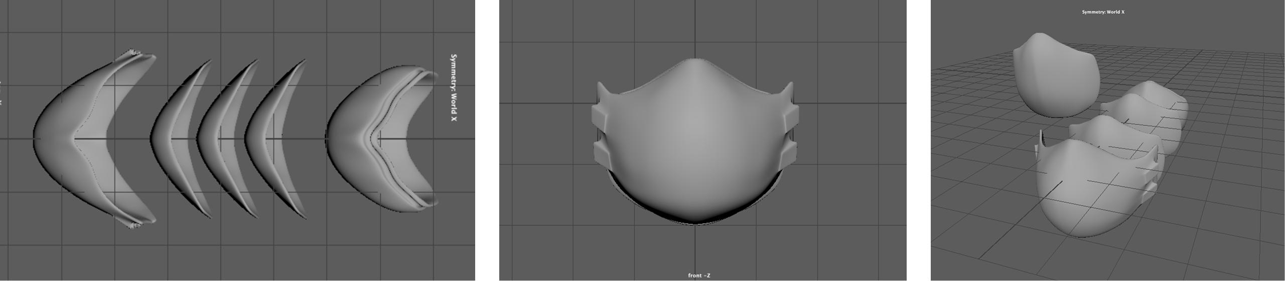 Early 3D models of the Kumo mask