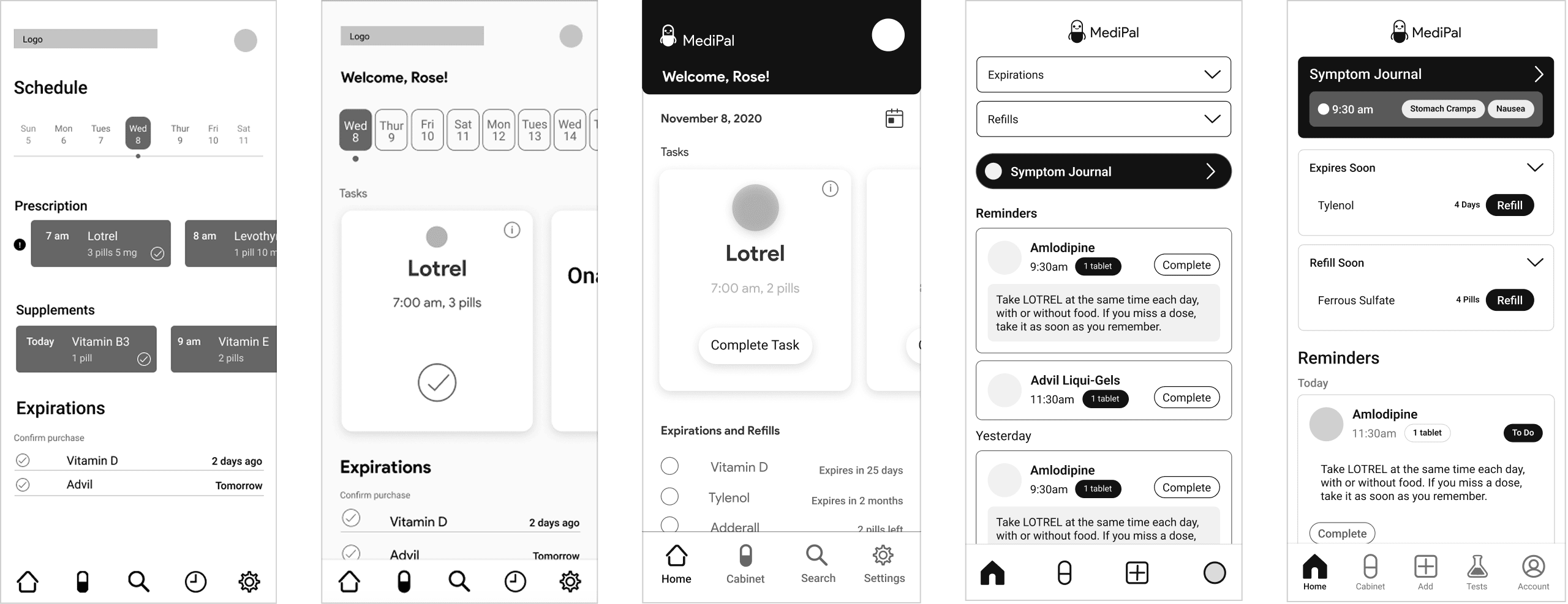 Medipal Ideation images of the Home Page