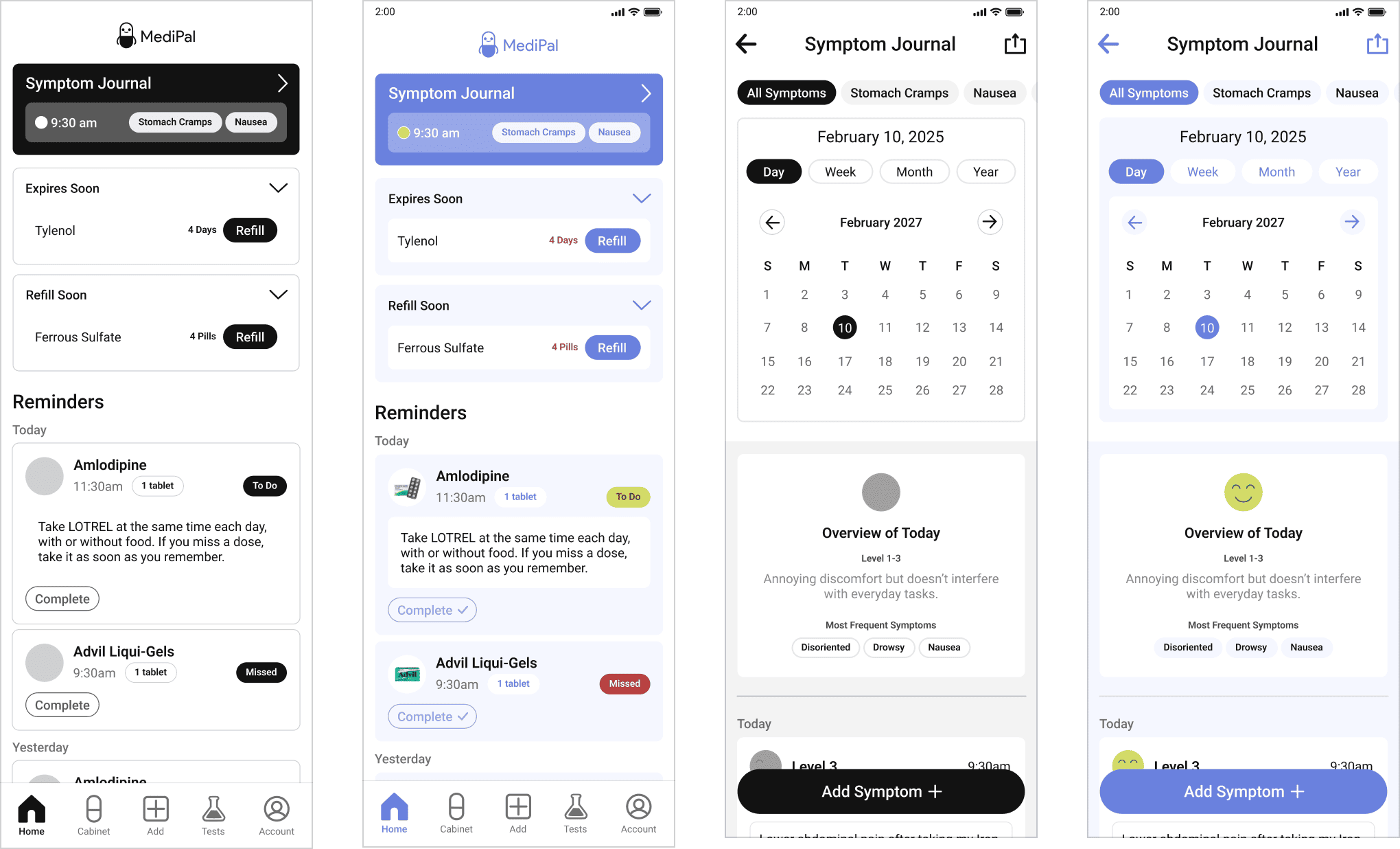 Medipal images of the Home page, before and after branding
