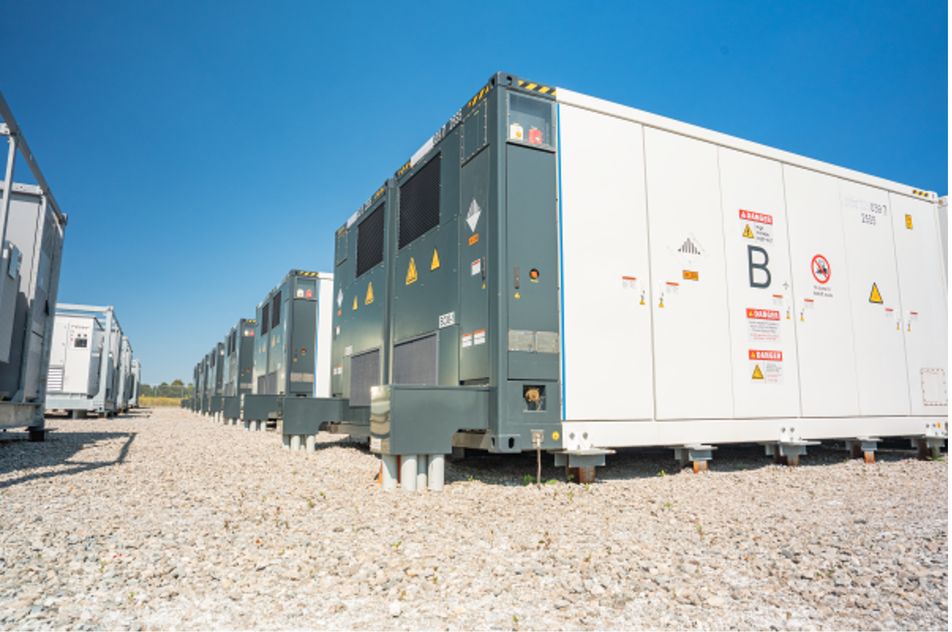 battery modules inside a container at one of Jupiter Power’s projects in Texas.
