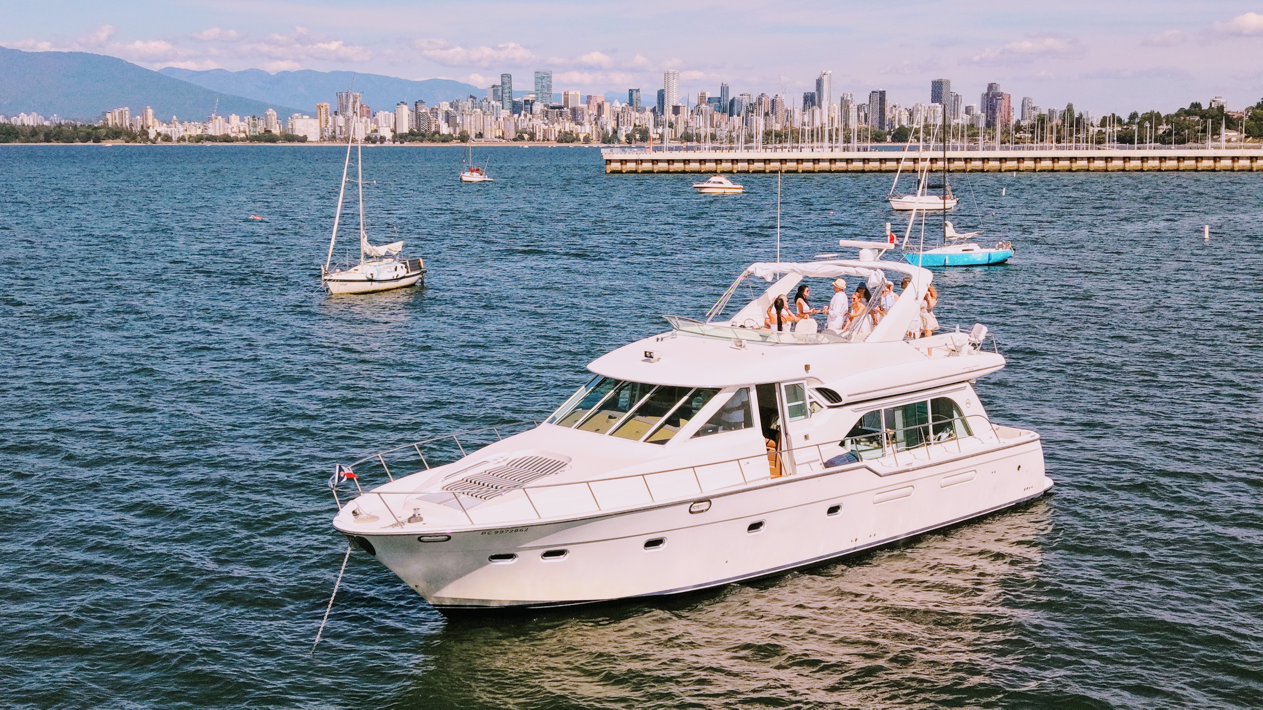 Few people partying on a yacht