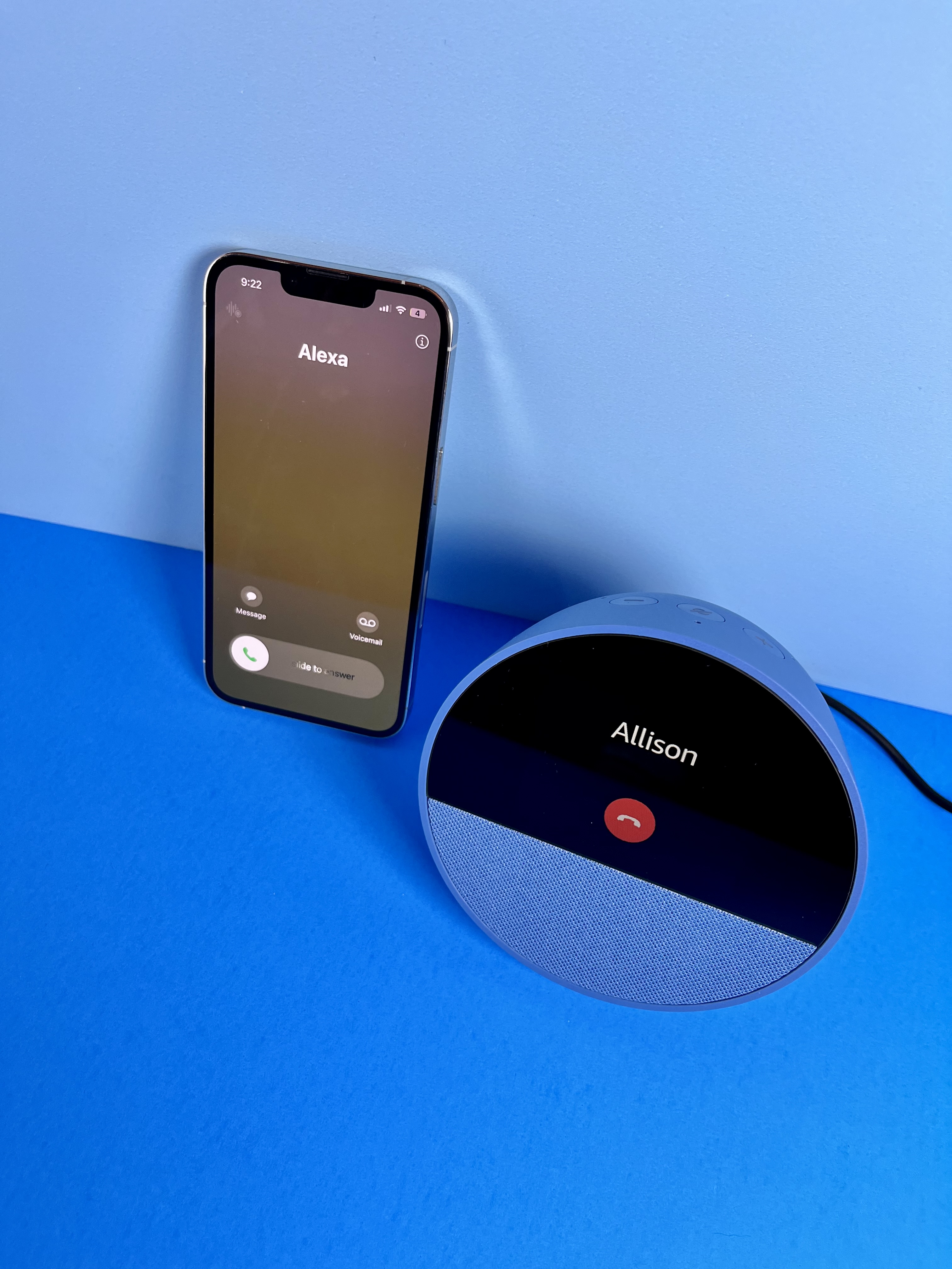 Alexa smart speaker displaying a spoken reminder for a doctor’s appointment.
