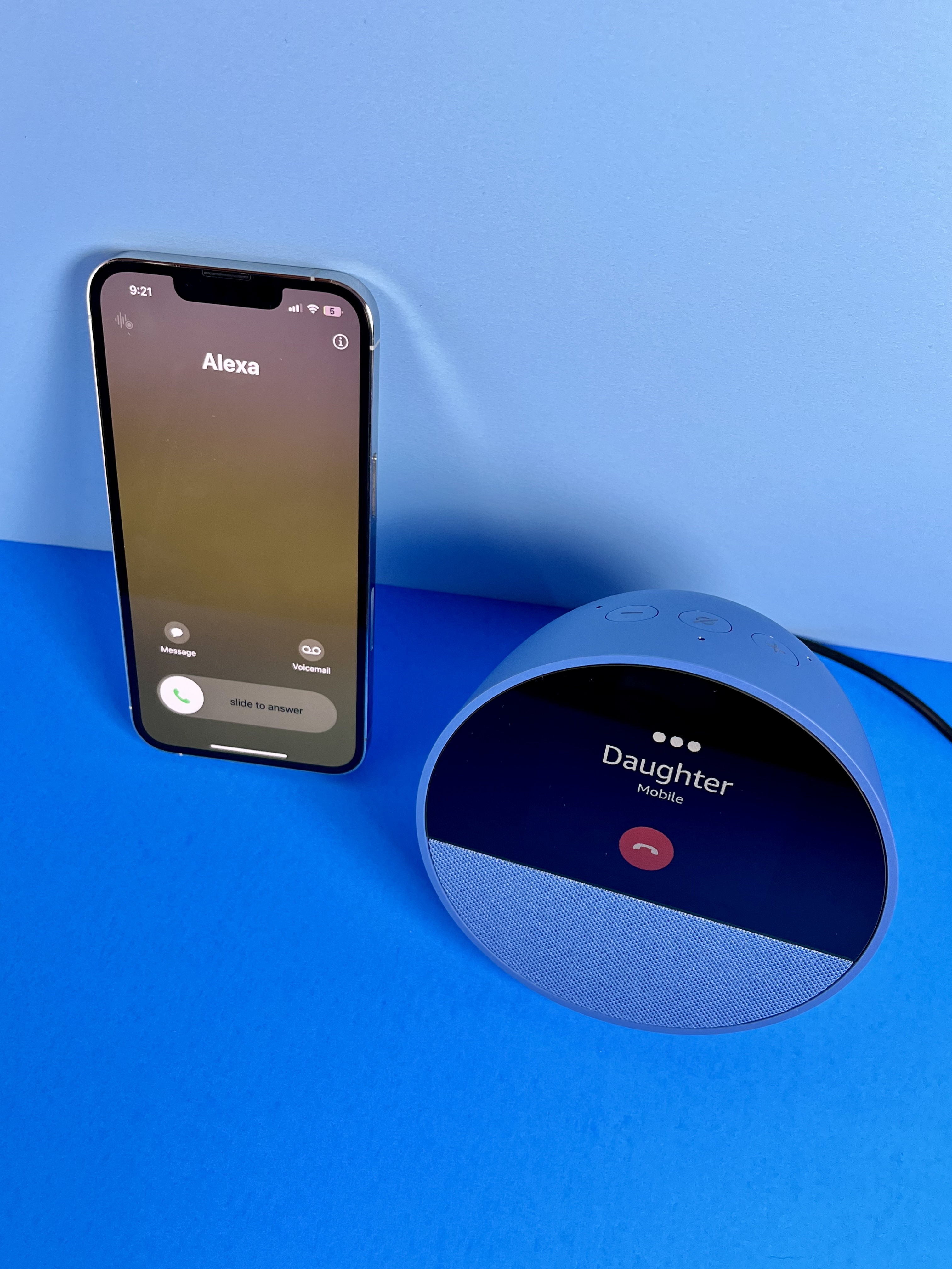 Alexa smart speaker displaying a spoken reminder for a doctor’s appointment.