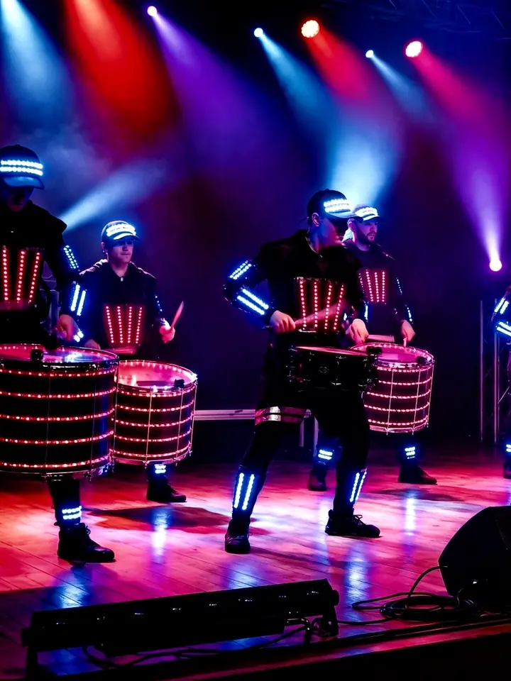 LED show on stage with synchronised lighting