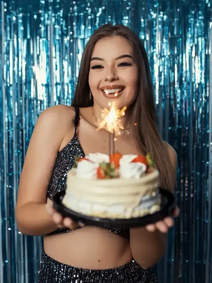 Birthday cake with a sparkler at a private party in Dubai