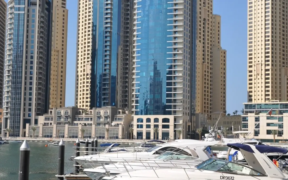 Motor yachts berthed in Dubai Marina