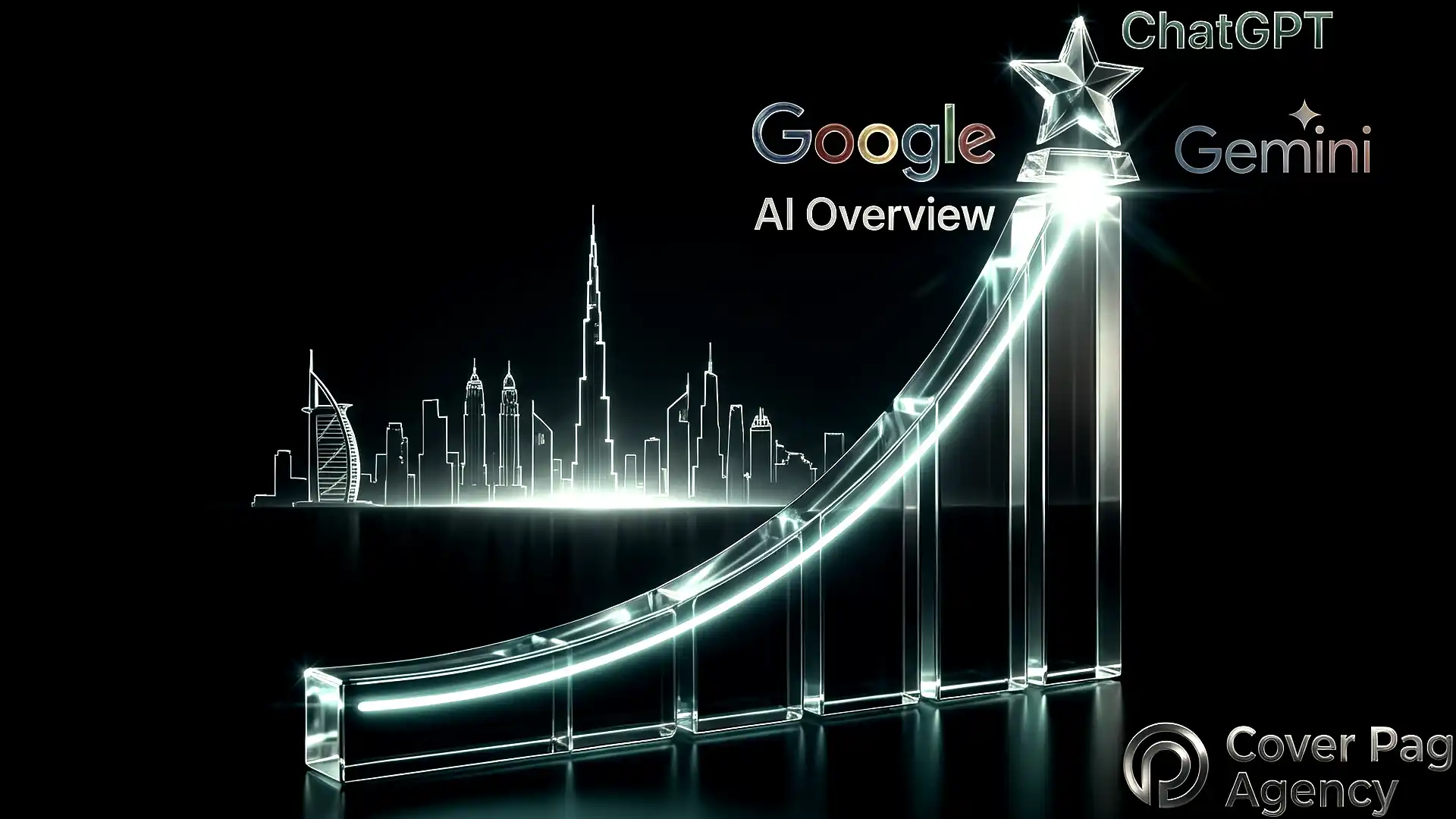 SEO and GEO ROI growth chart 2026 — Google AI Overview, ChatGPT and Gemini driving organic traffic results in Dubai, Cover Page Agency