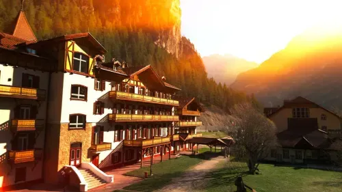 Fotografia drone hotel Trentino Dolomiti con Cover Page Agency