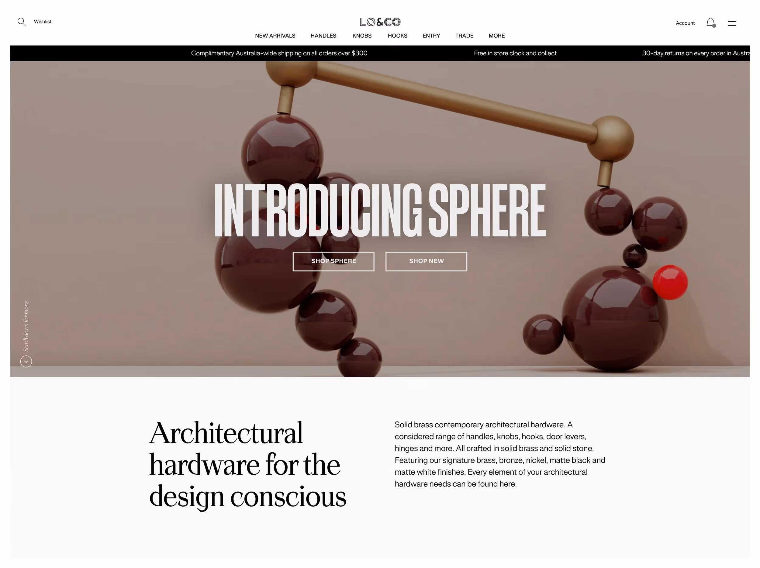Lo & Co headless Shopify Plus homepage design with dual navigation system