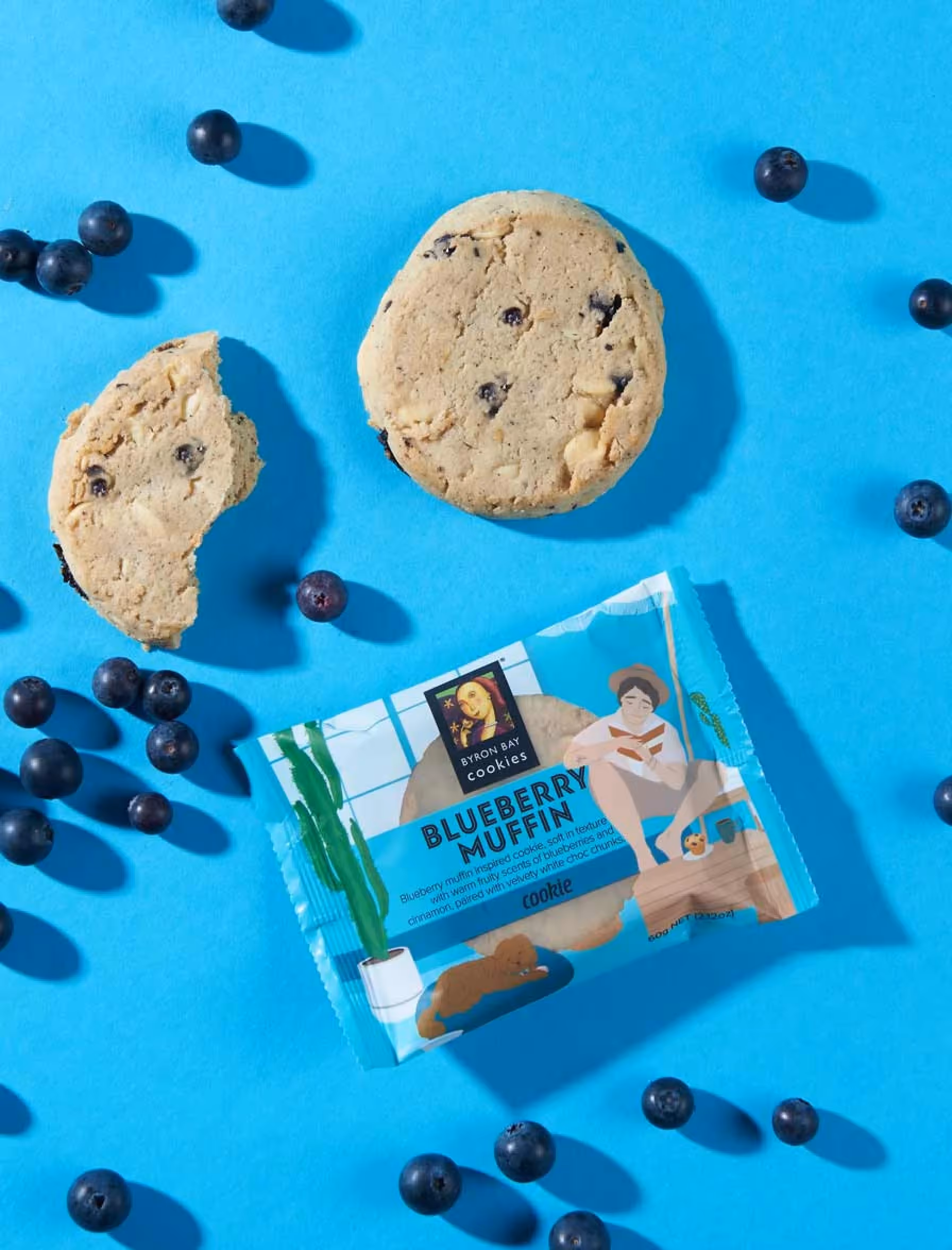 Byron Bay Cookie product photography showing artisan cookie varieties