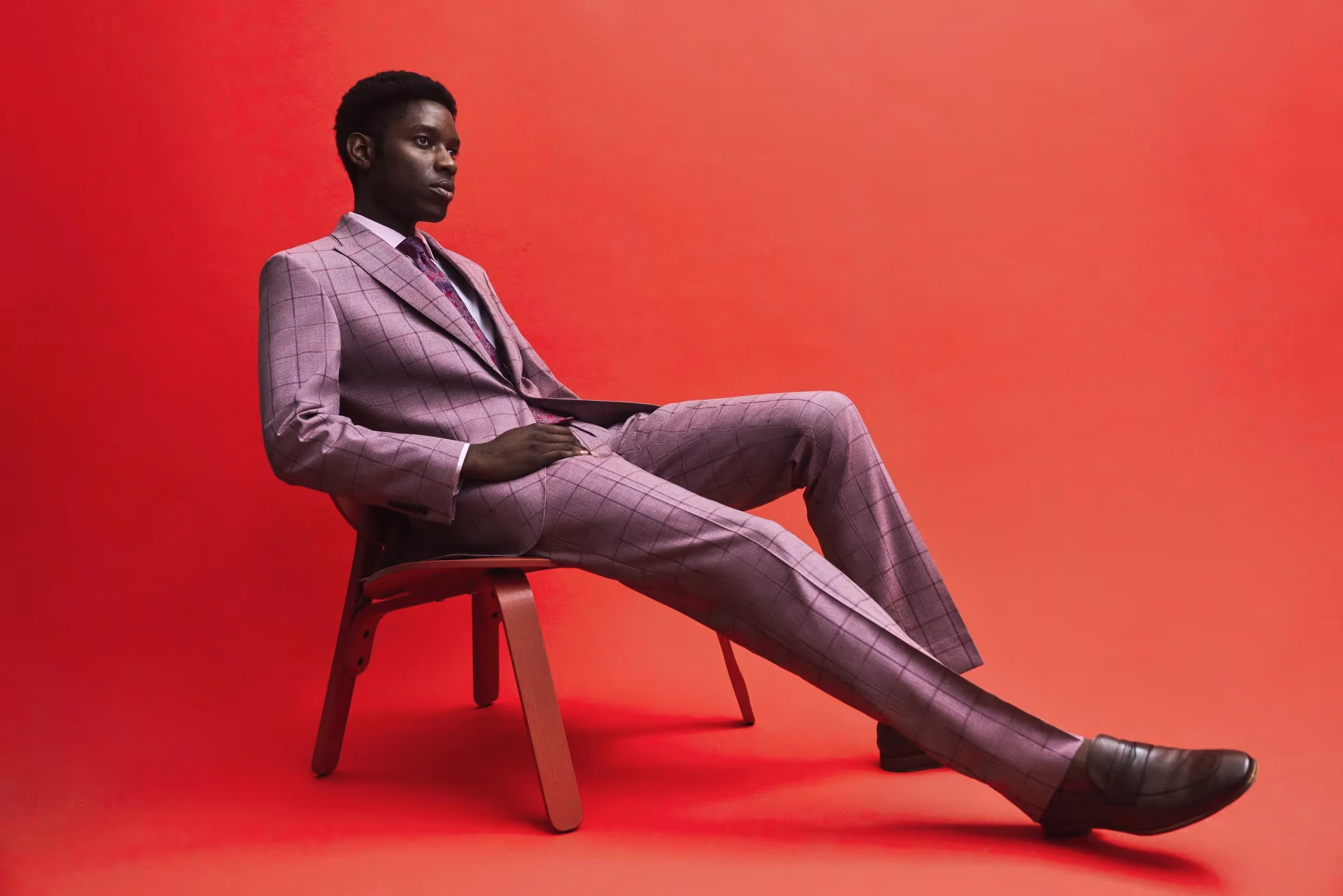 Cambridge Clothing SS23 studio shot of tailored suit on model