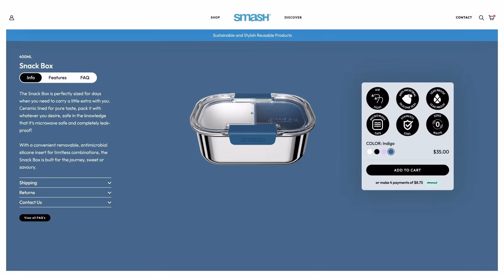 Smash product detail page with Prismic CMS content on headless Shopify Plus