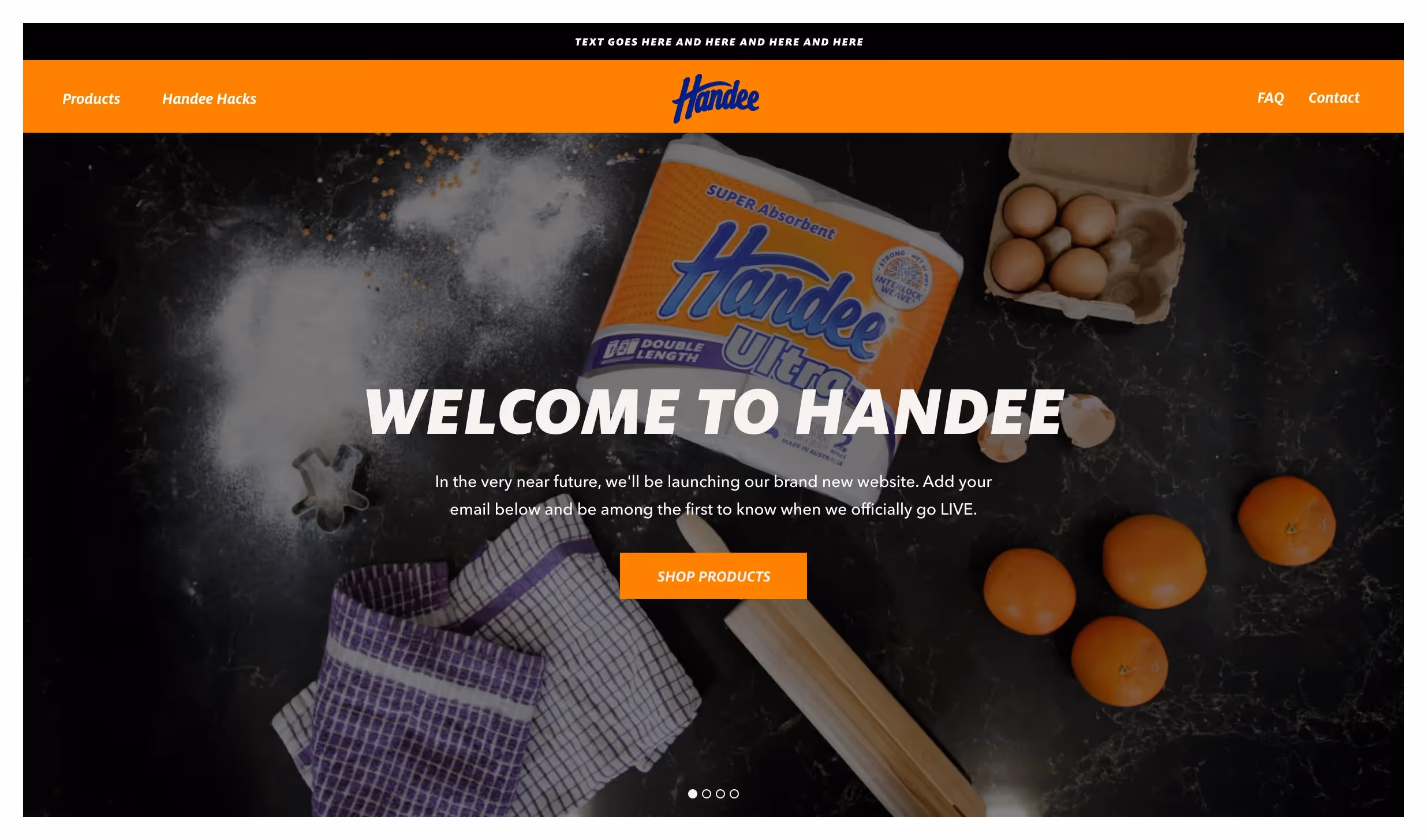 Handee Shopify homepage desktop with refreshed digital brand identity