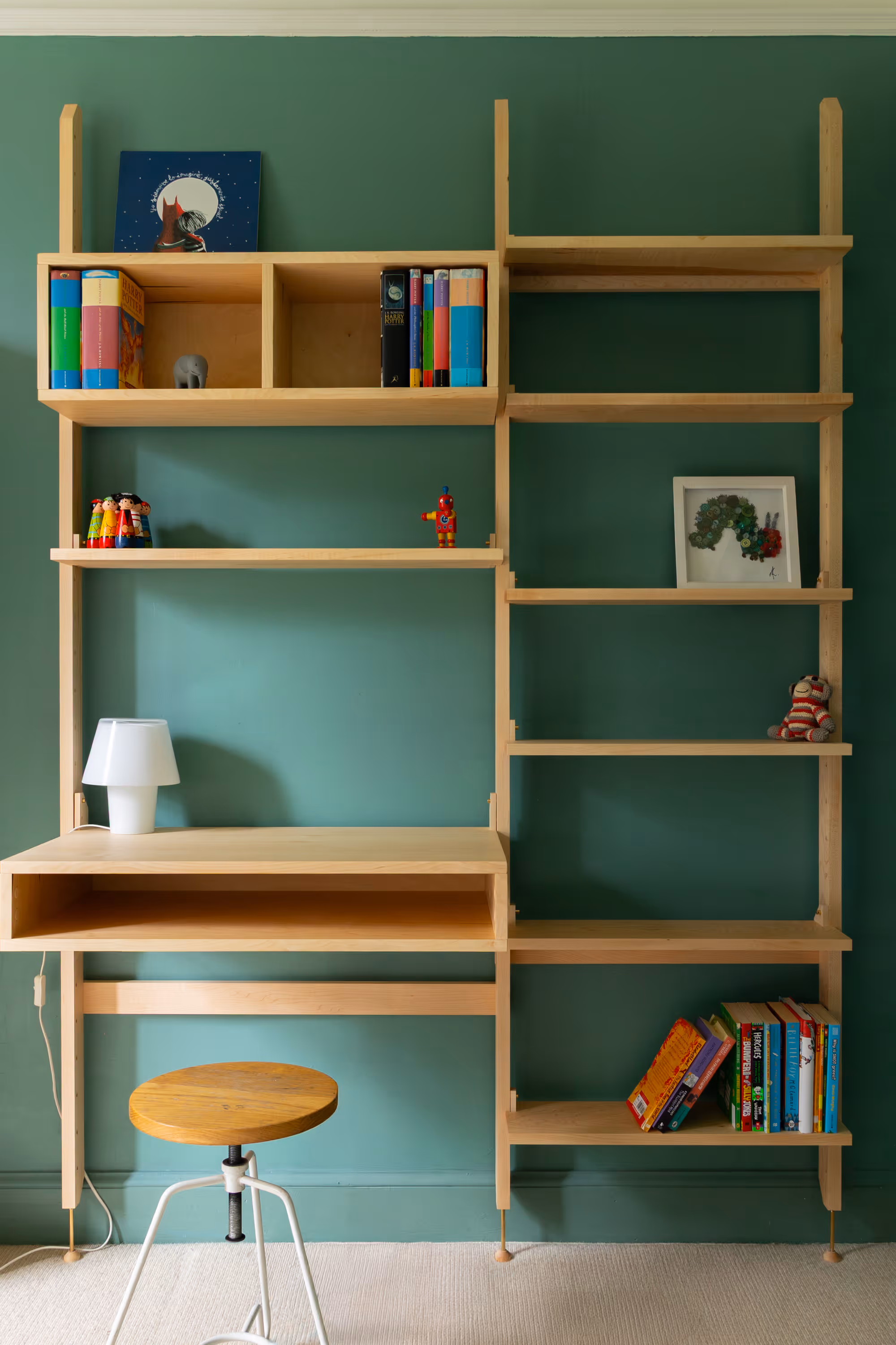 An example two-bay Forma setup, showing shelves and a desk